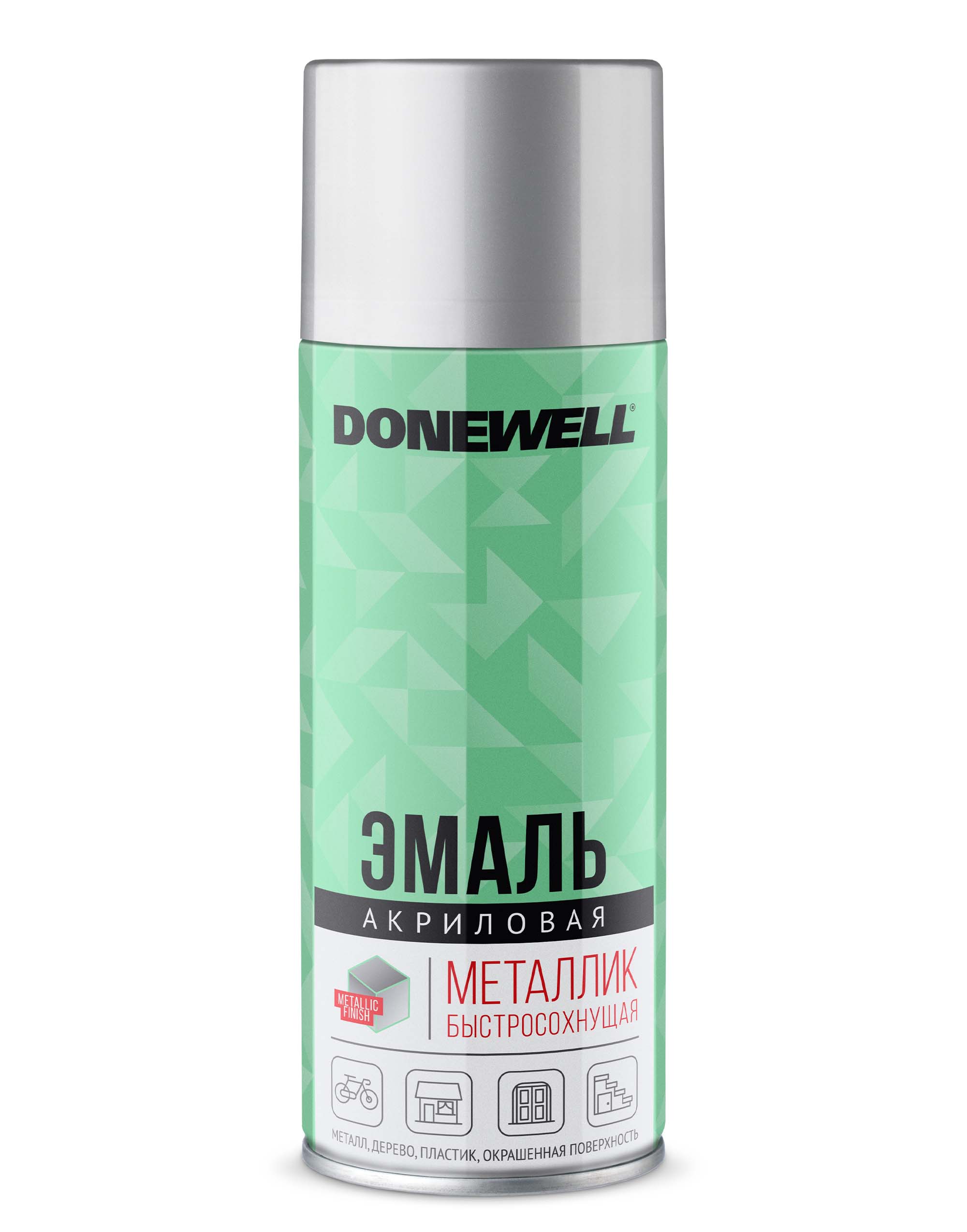 Эмаль универсальная металлик серебро 520 мл - DONEWELL DW-1026