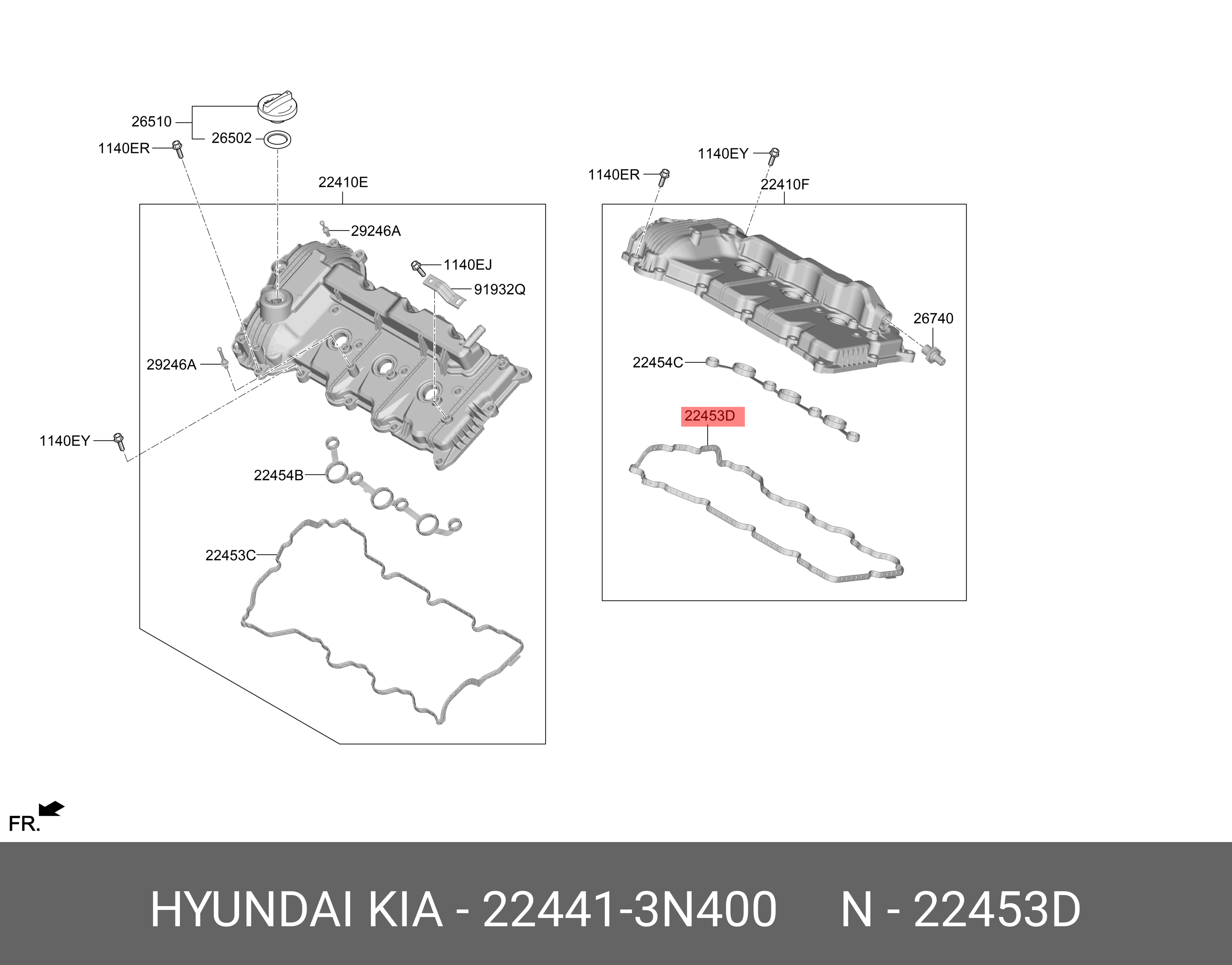 Прокладка клапанной крышки KIA sorento - Hyundai/Kia 224413N400