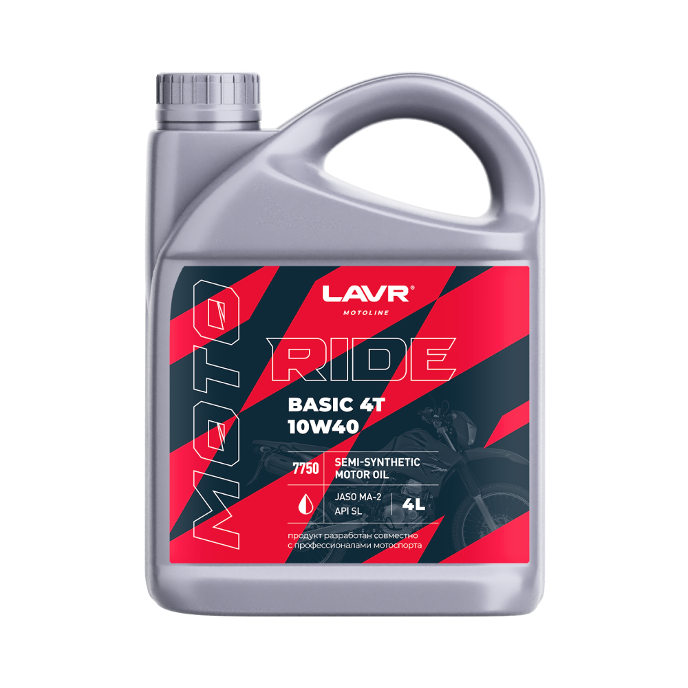 10w-40 moto ride basic 4T SL, 4 л (полусинт. мотор. масло) - LAVR Ln7750