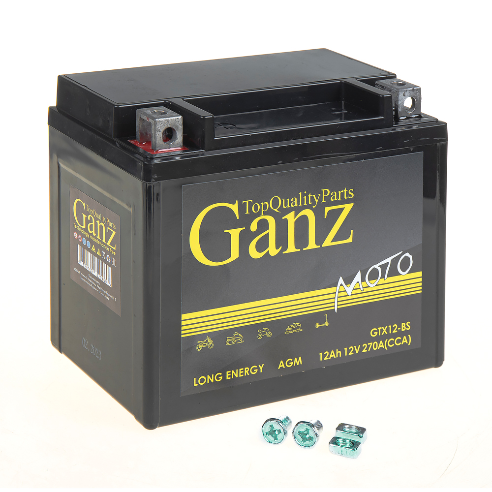 Аккумулятор мото AGM 12 А/ч Прямая 152x87x132 cca270 а gtx12-bs - GANZ GN1212