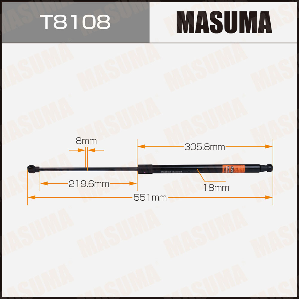 Упор газовый багажника, L=551mm - Masuma T8108