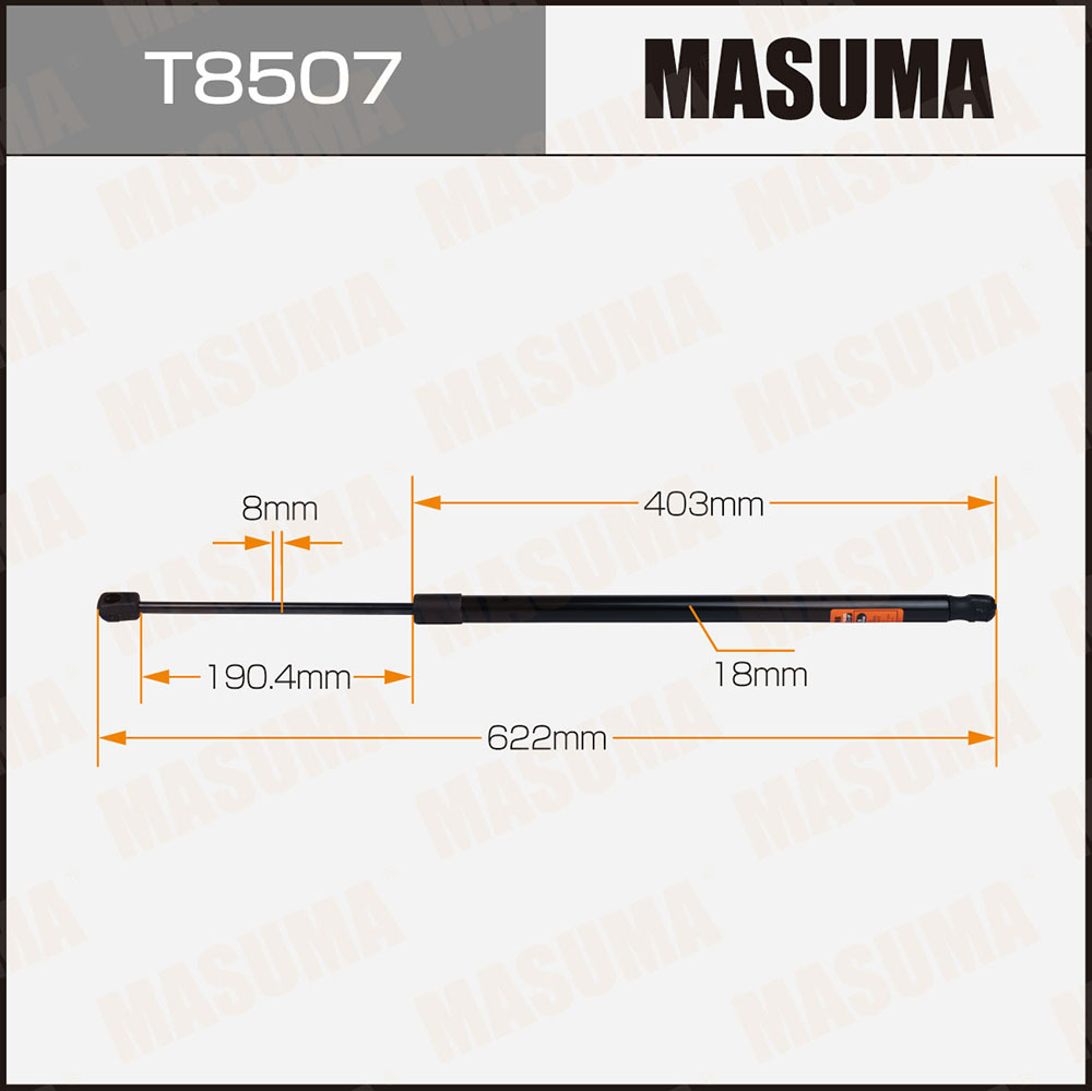 Упор газовый багажника, L=622mm - Masuma T8507