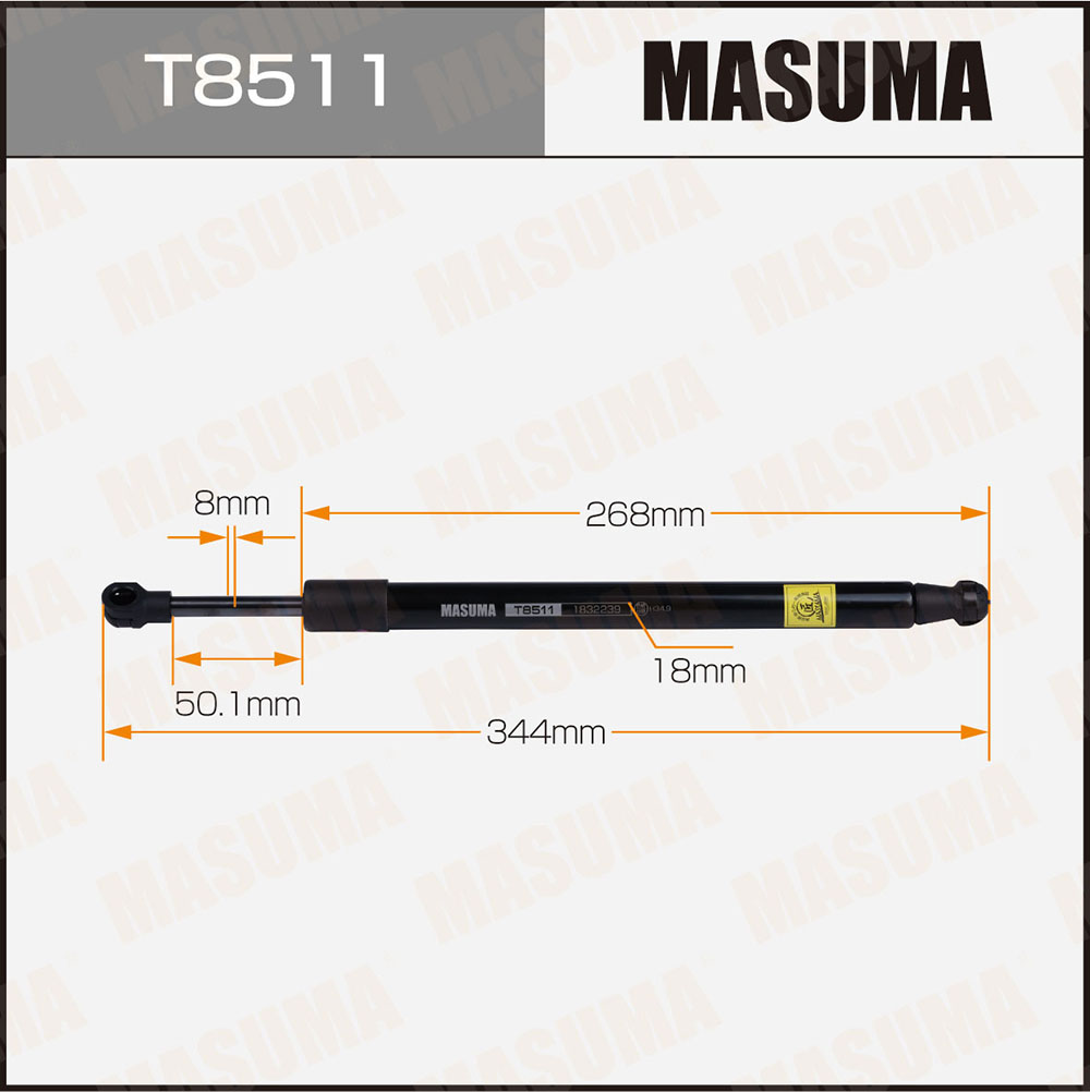 Упор газовый багажника, L=344mm - Masuma T8511