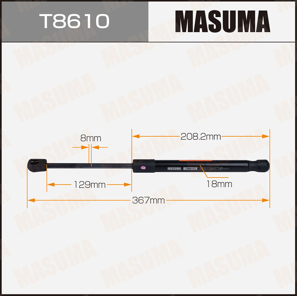 Упор газовый багажника, L=367mm - Masuma T8610