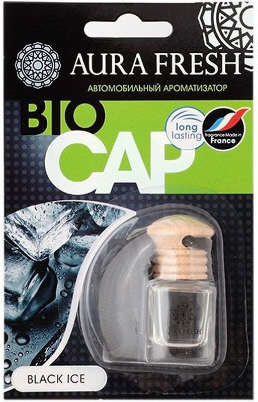 Ароматизатор на зеркало BIO CAP флакон 6ml Черный Лед - AURA FRESH 23002
