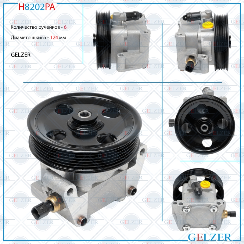 Насос гидроусилителя руля Volvo C30 ,Volvo V50 ,Volvo S40 II (Аналог) - GELZER H8202PA