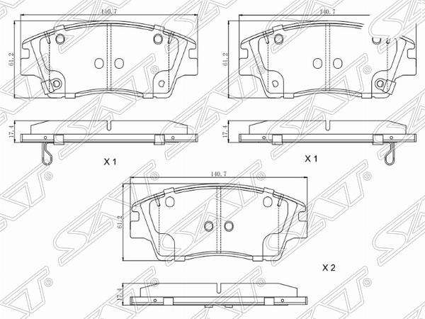 Колодки тормозные перед hyundai tucson/ix35 15-/ KIA sportage 15- - SAT ST280018