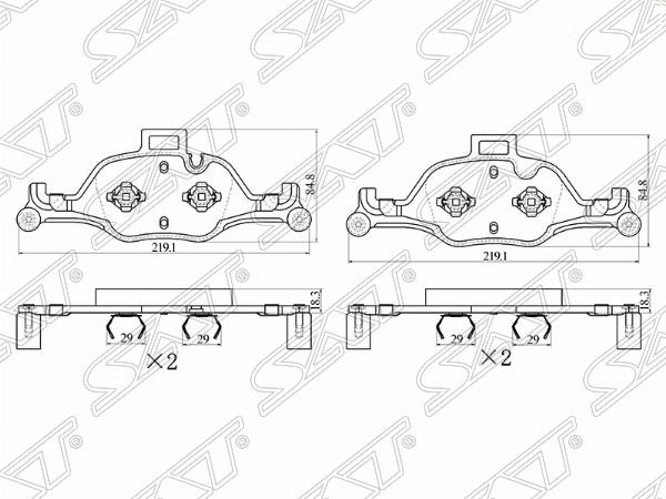 Колодки тормозные перед BMW 7 g11/g12 15-20/x3 g01/f97 18-/x5 g05/f95 18- - SAT ST280038