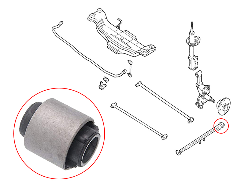 Сайлентблок задней продольной тяги mazda 323/familia 98-04/premacy 99-05 - SAT STBL8D28200BB