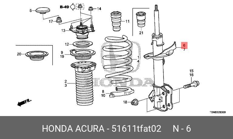Амортизатор передний правый - Honda 51611TFAT02