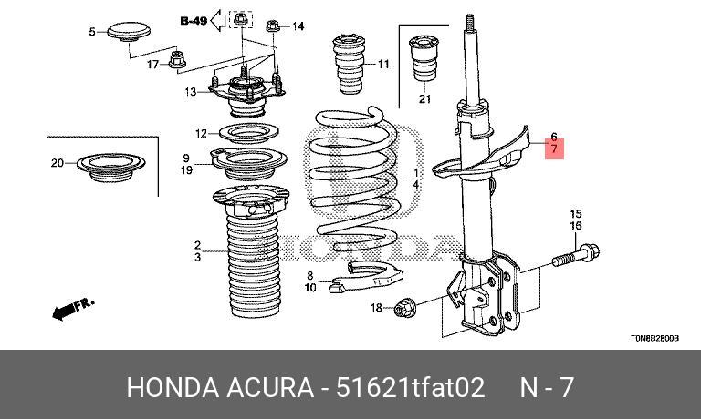 Амортизатор передний левый - Honda 51621TFAT02