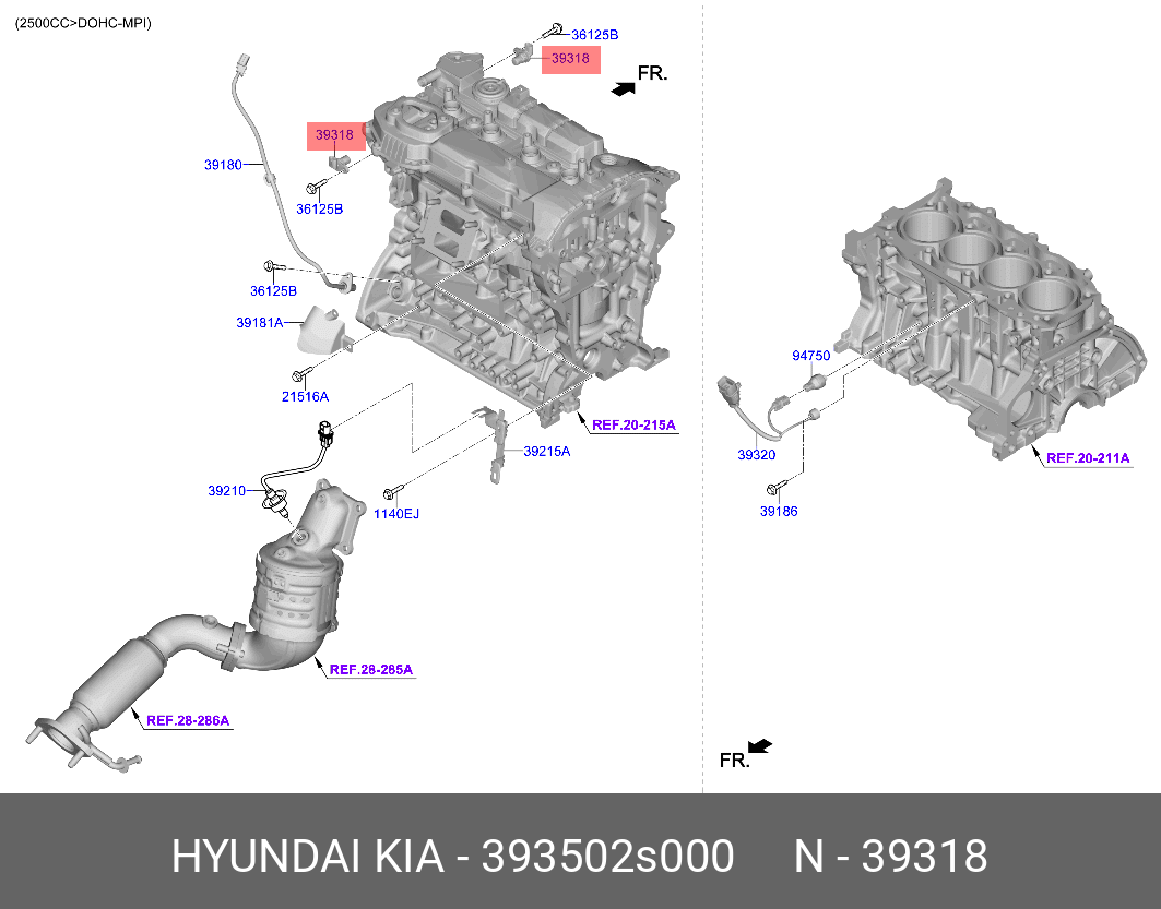 Датчик распредвала, K5 20-, Sorento 20 - Hyundai/Kia 393502S000