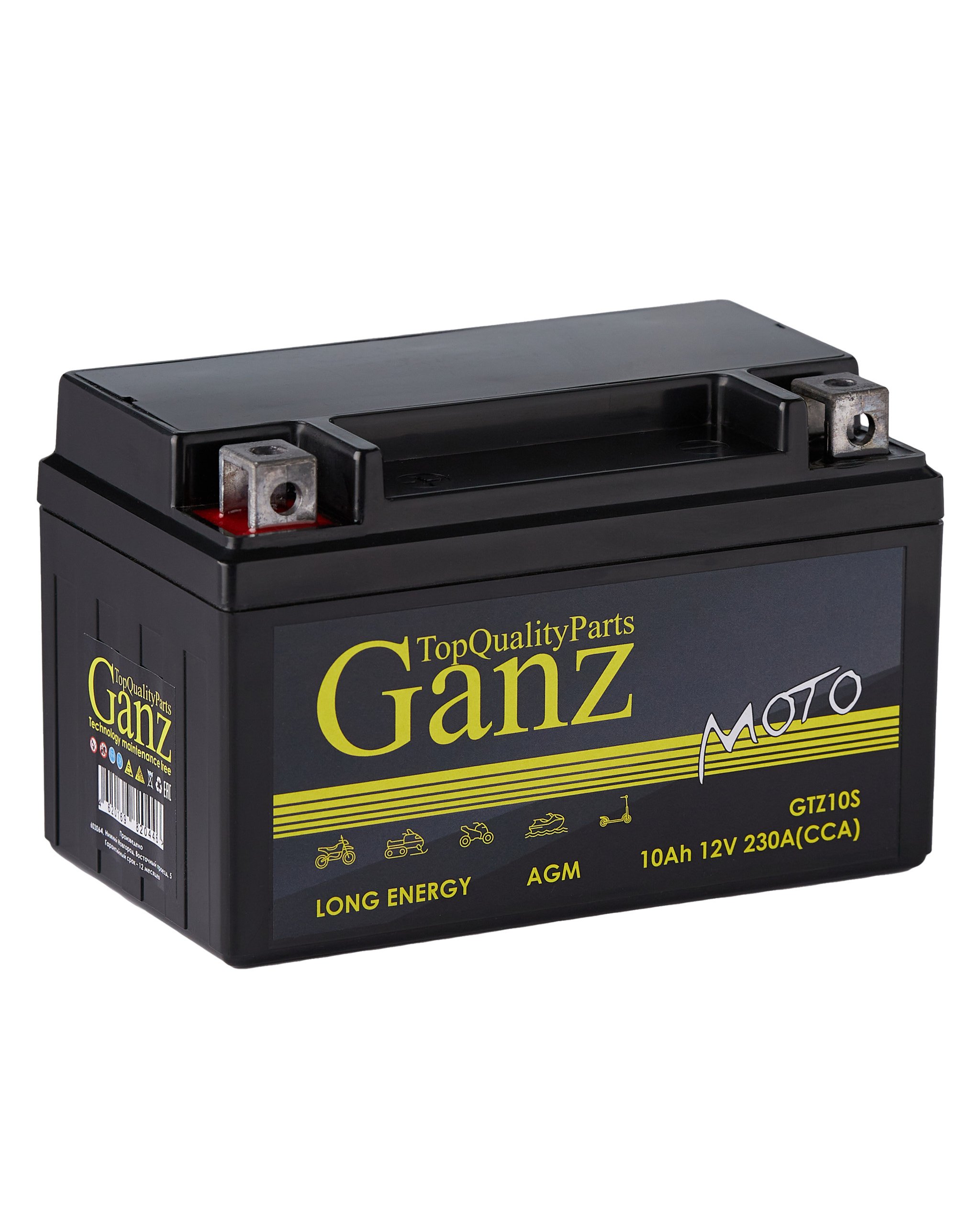 Аккумулятор мото AGM 10 А_ч Прямая 150x86x93 en230 а - GANZ GN1210
