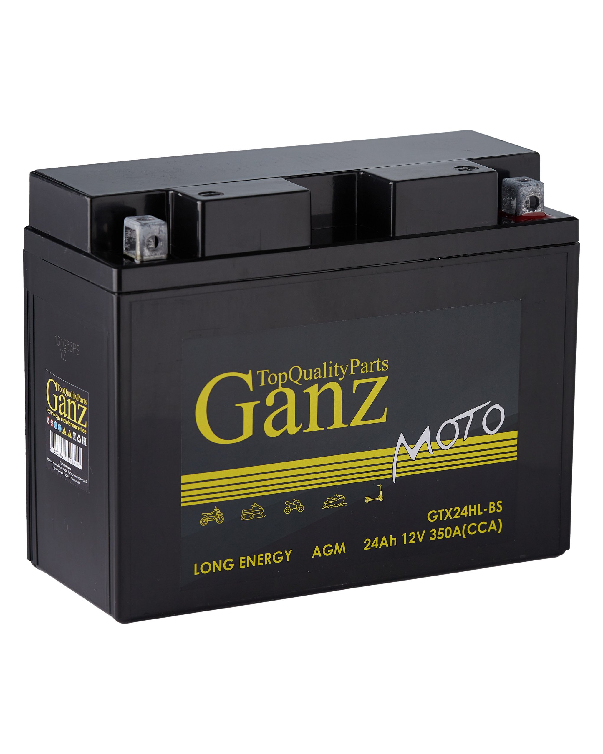 Аккумулятор мото AGM 24 А/ч Обратная 204x91x159 en350 а gtx24-hl- BS - GANZ GN1224