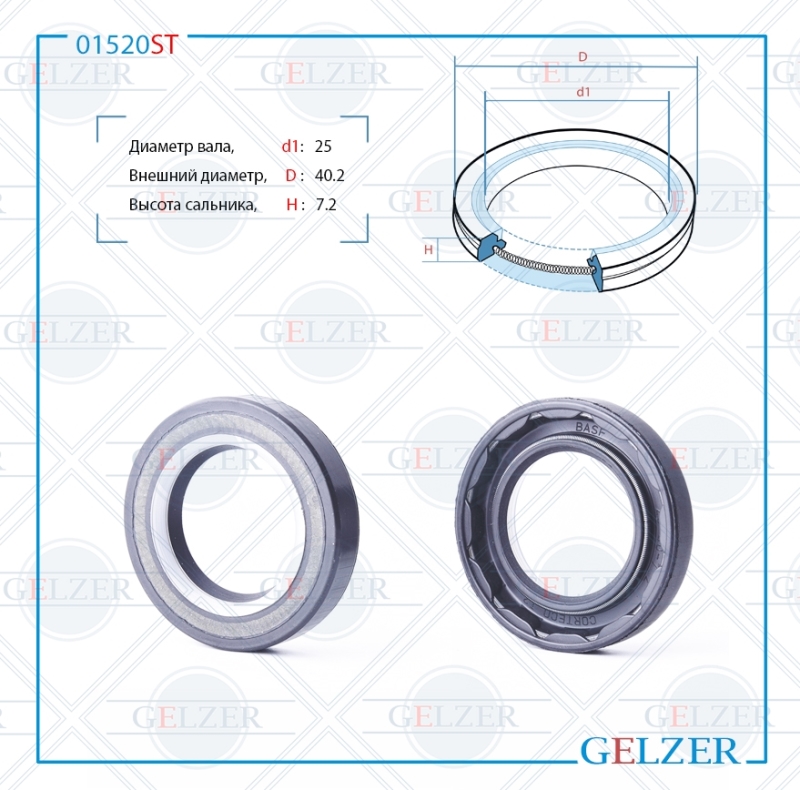 Сальник рулевого механизма 25x40.2x7.2 - GELZER 01520ST
