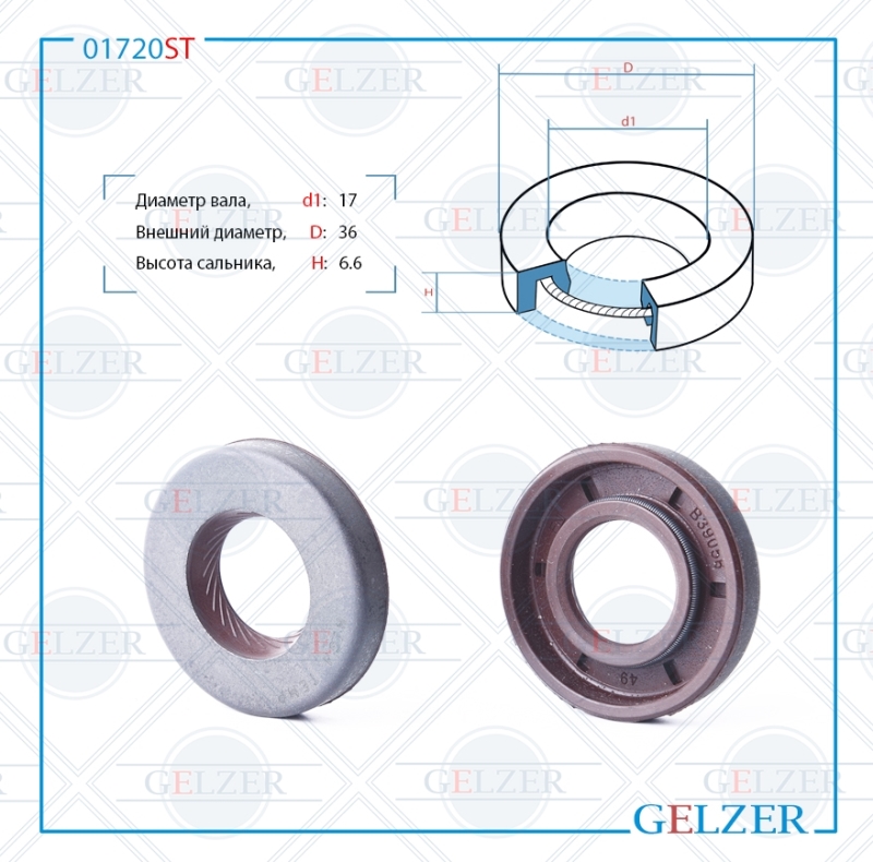 Сальник рулевого механизма 17x36x6.6 - GELZER 01720ST