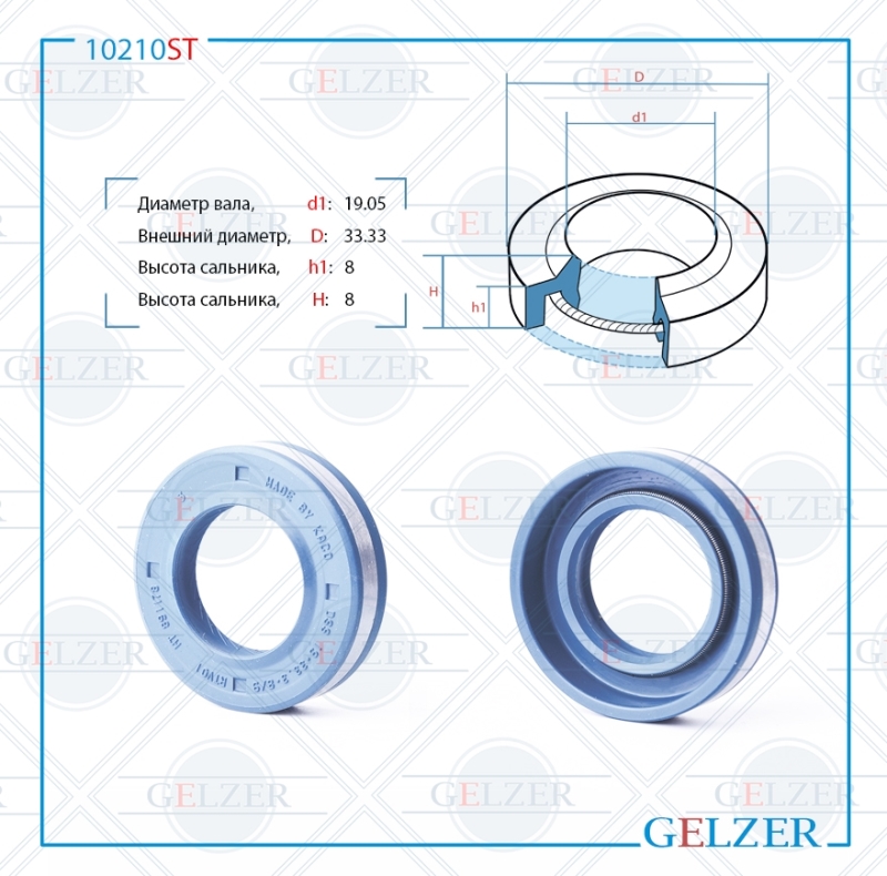 Сальник рулевой рейки 19.05*33.33*8 (1pma) - GELZER 10210ST
