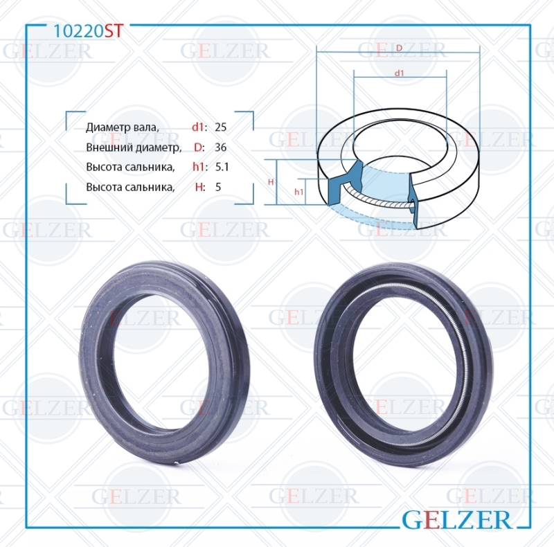 Сальник рулевой рейки 25*36*5.1/5 (1pm) - GELZER 10220ST