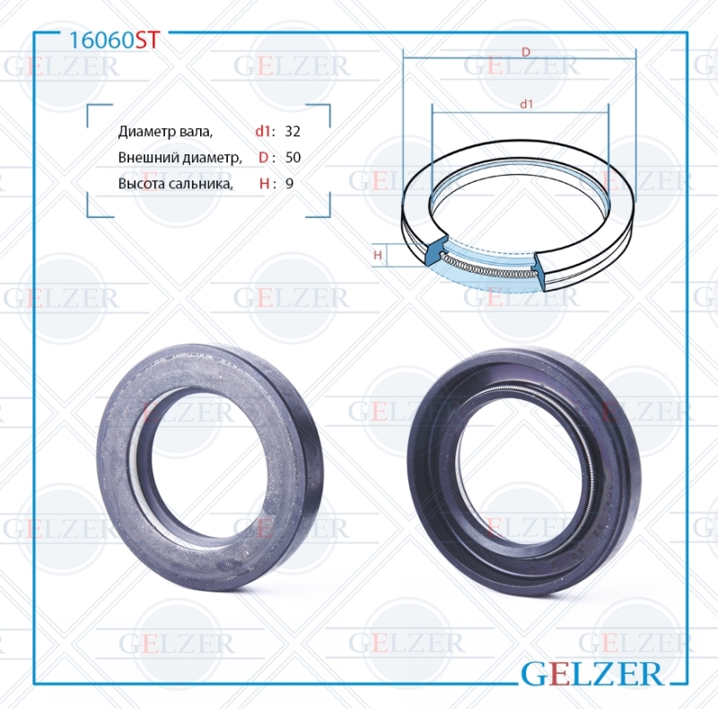 Сальник рулевой рейки 32*50*9 (7v1) - GELZER 16060ST