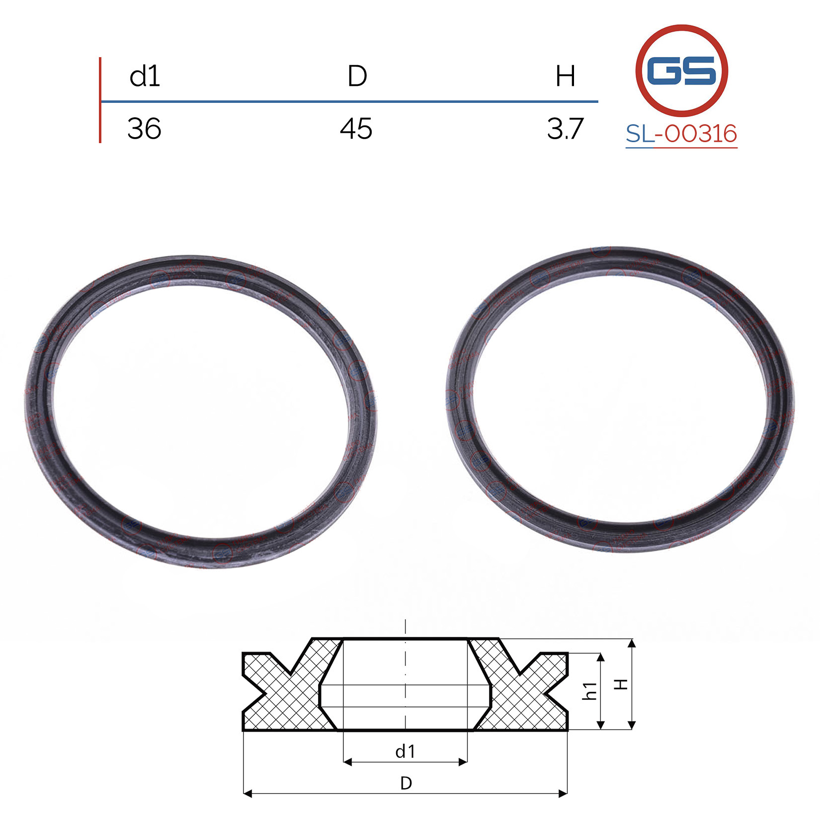 Сальник рулевой рейки 36 45 3.7 - GS SL00316