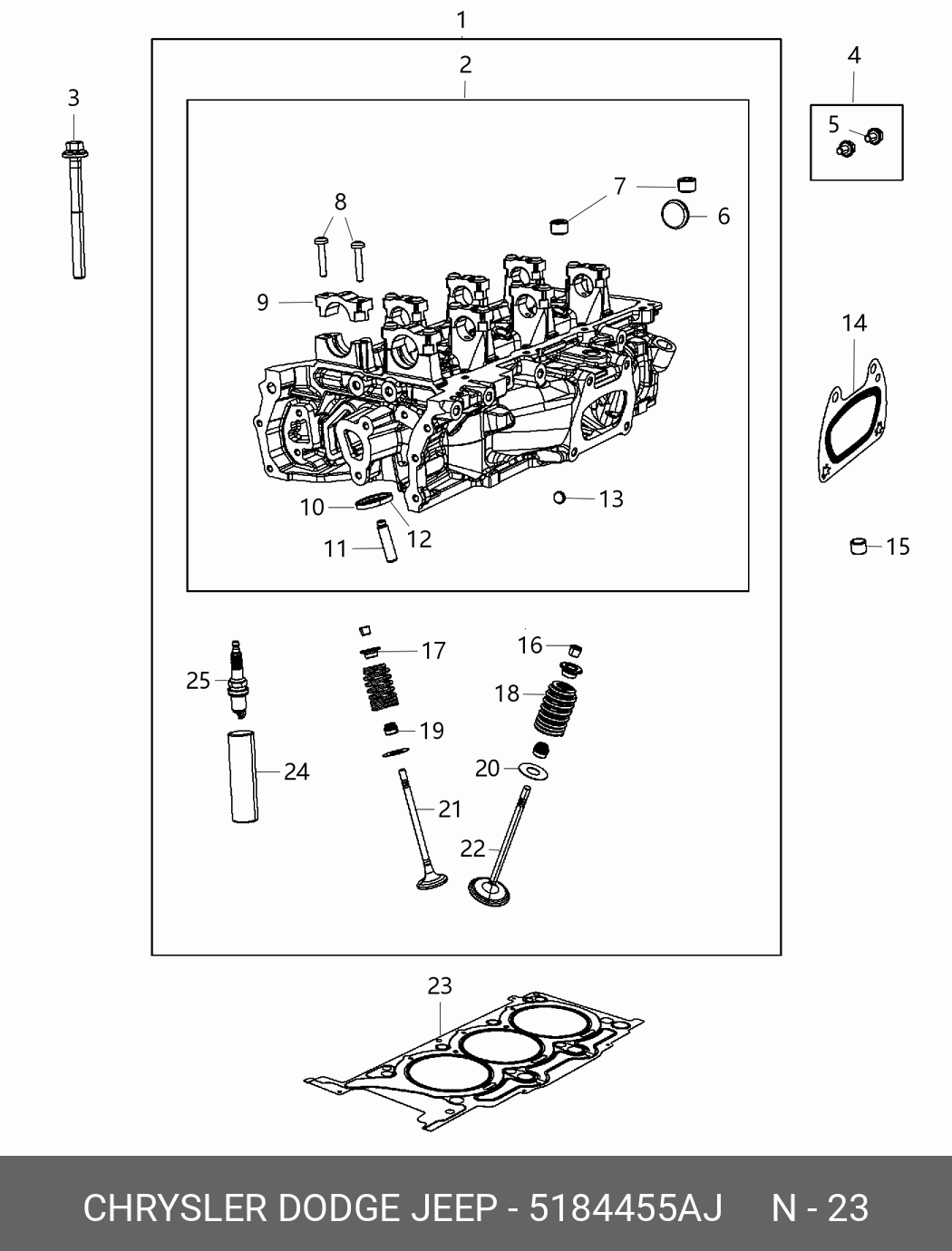Прокладка ГБЦ левая 3.6 pentastar - Chrysler 05184455AJ
