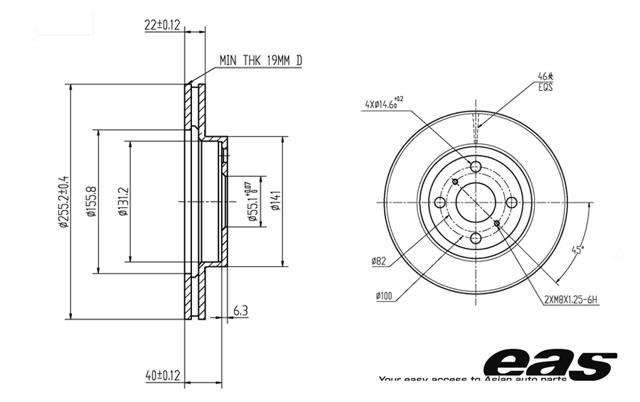 Диск тормозной - EAS EBD02203