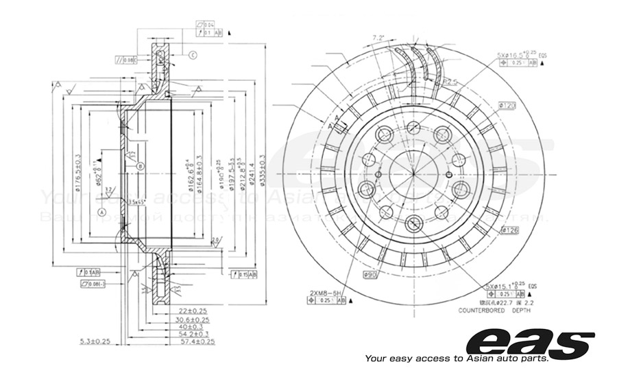 Диск тормозной - EAS EBD02209CG