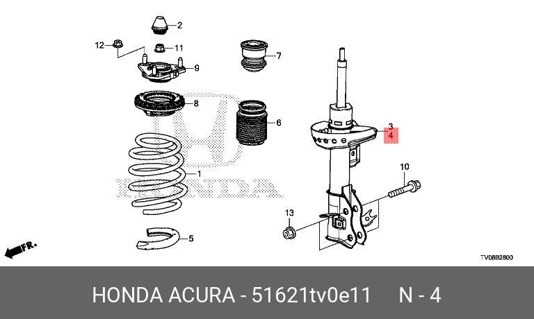 Амортизатор передний левый - Honda 51621TV0E11