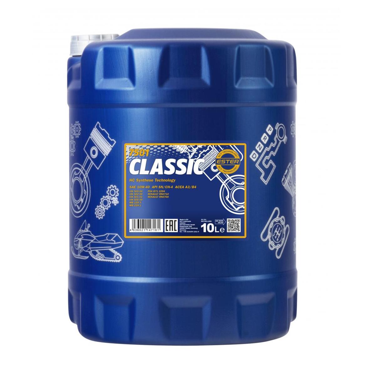 7501 classic 10w40 10 л. Полусинтетическое моторное масло 10w-40 - Mannol MN750110