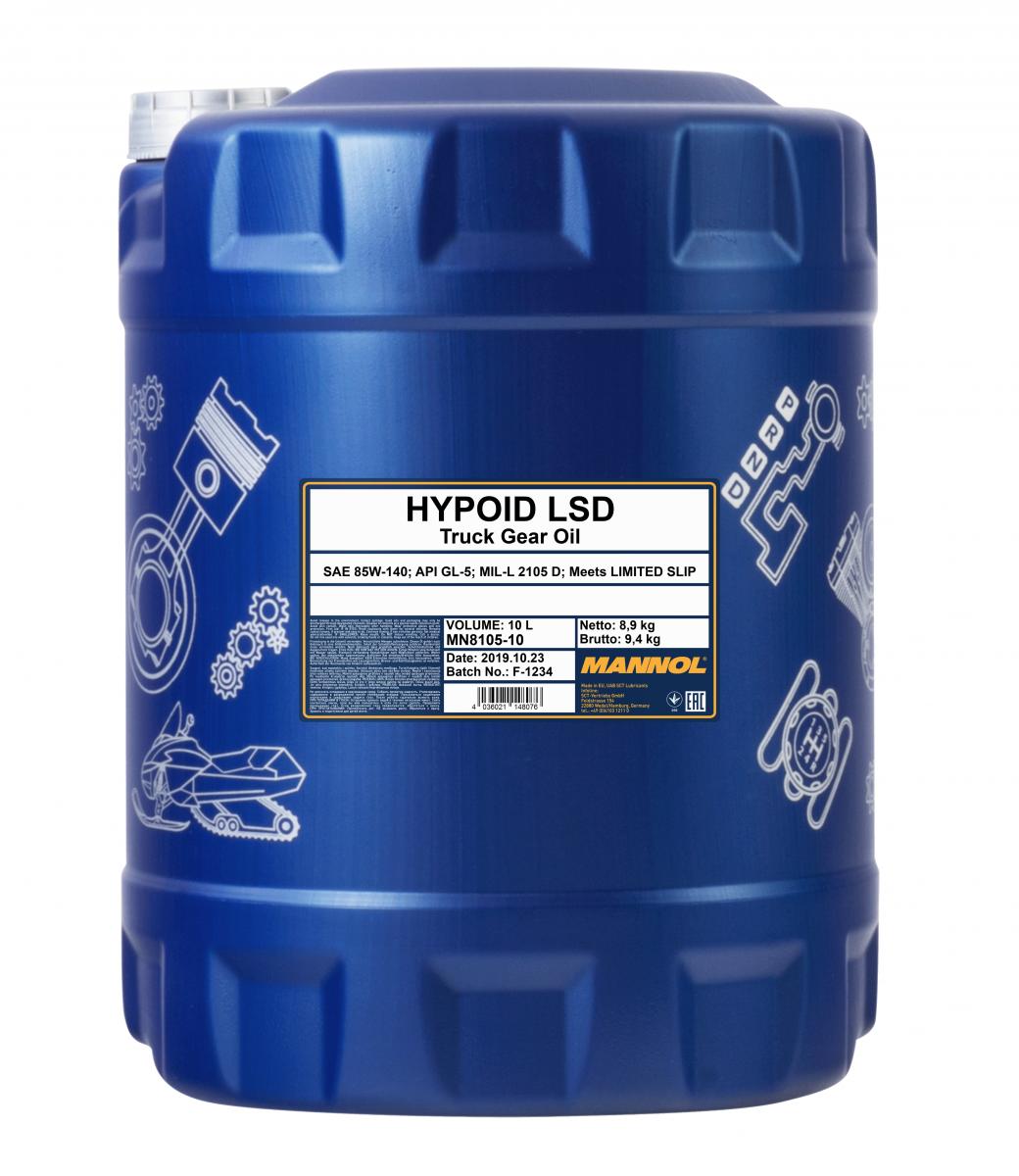 8105 hypoid LSD 85w140 10 л. Трансмиссионное масло 85w-140 - Mannol MN810510