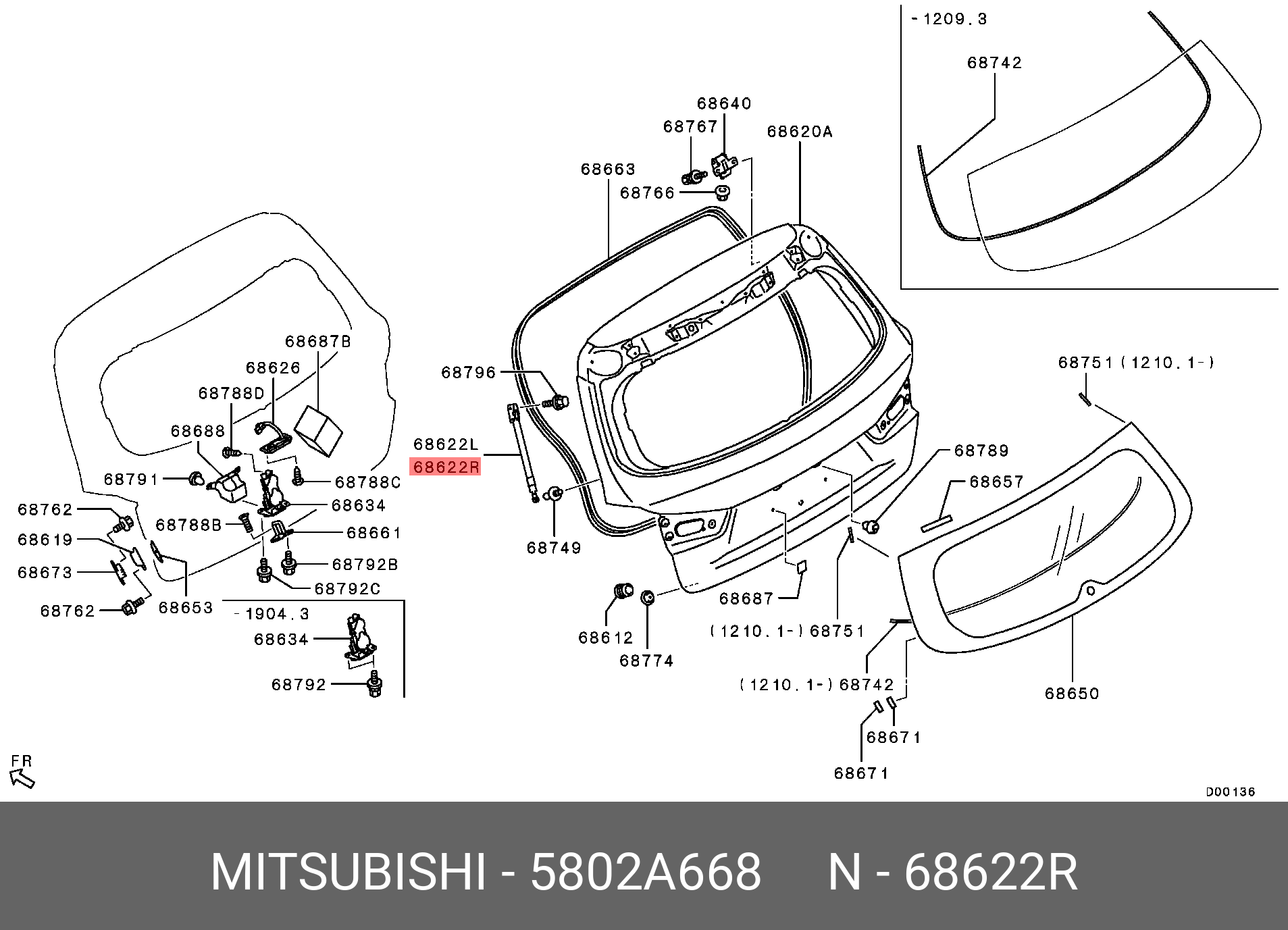 Амортизатор двери газовый - Mitsubishi 5802A668