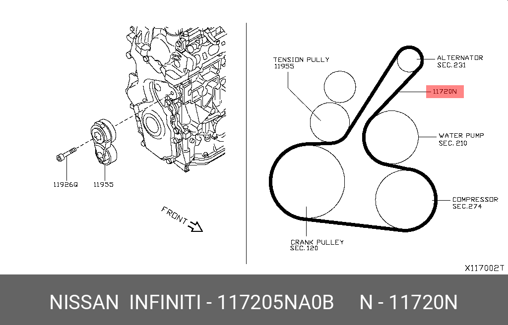 Ремень приводной - Nissan 117205NA0B