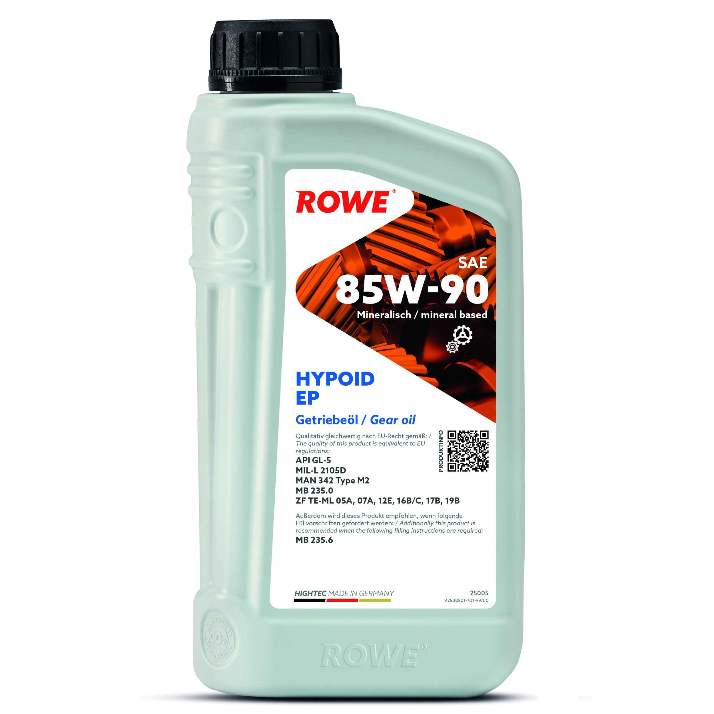 Масло трансмиссионное 85w90 1л минеральное hightec hypoid EP gl-5 - ROWE 25005001099