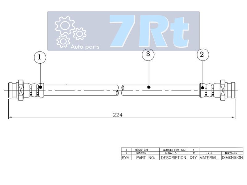 Шланг тормозной передний (Таиланд) MMC l200monteropajero 82-01 l220 lhrh промежут. - 7RT DRA47770