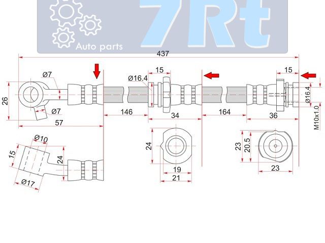Шланг тормозной передний (Таиланд) nissan bluebirdprimerainfiniti G20 94-01 RH - 7RT DRA23420