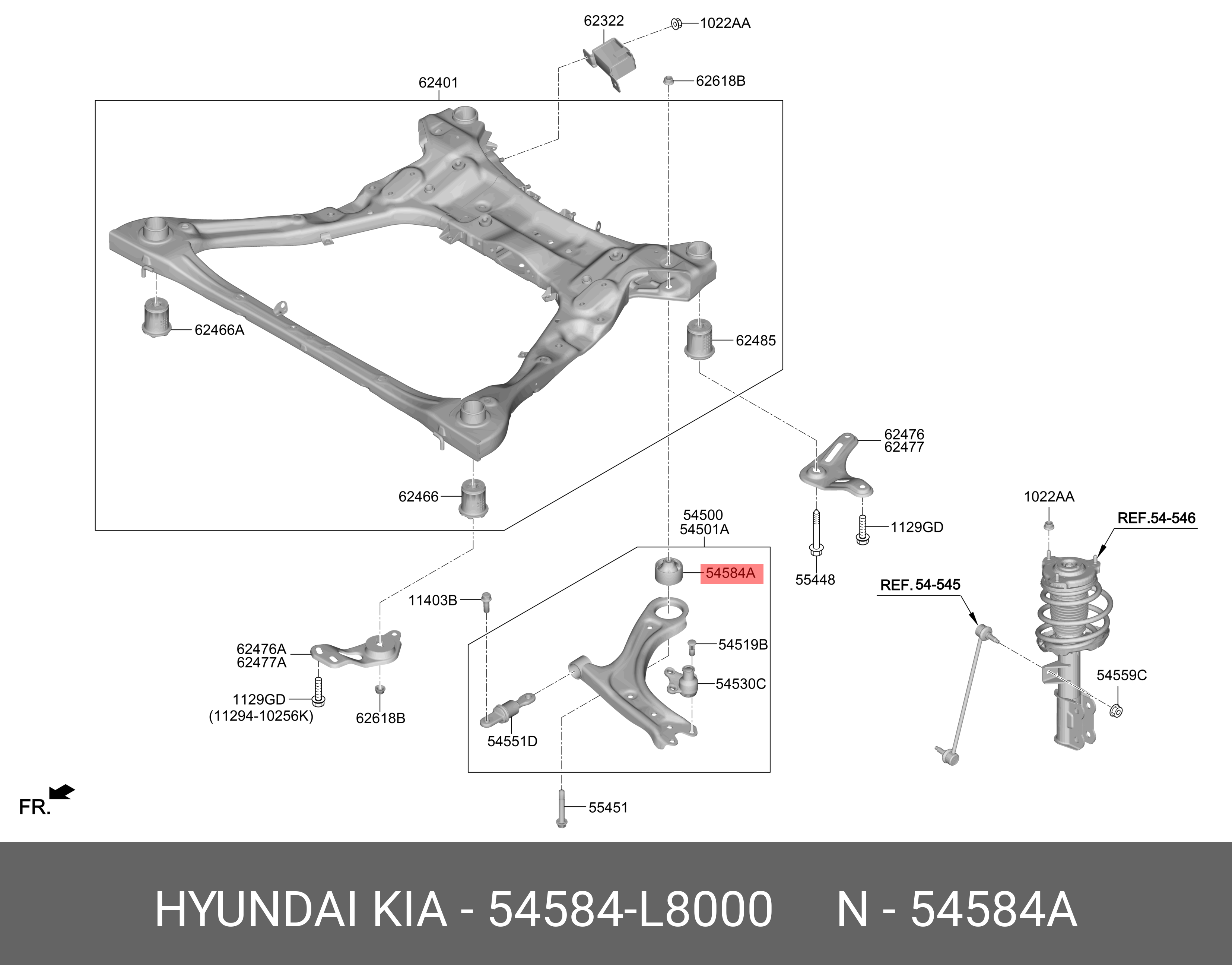 Сайлентблок задний переднего рычага - Hyundai/Kia 54584-L8000