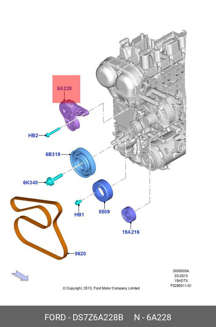 Ролик натяжной - Ford DS7Z6A228B