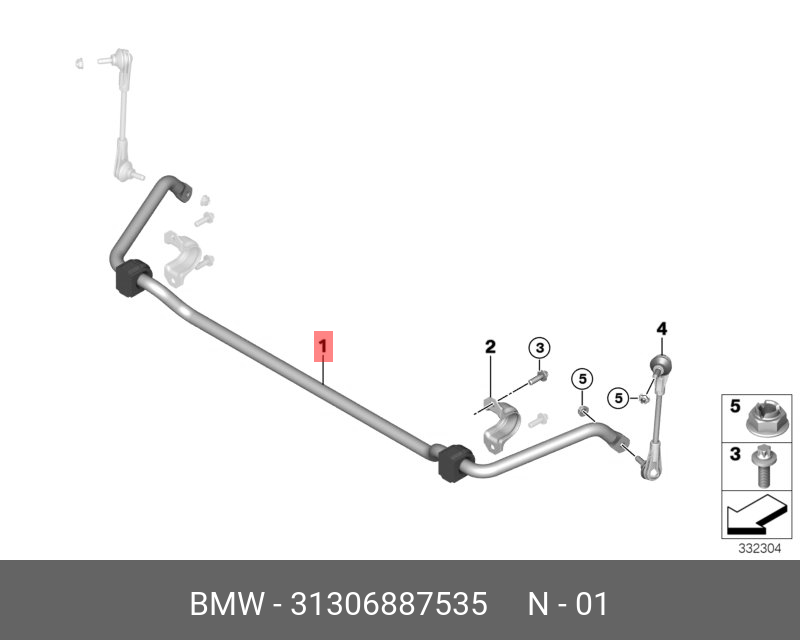 i3N стабилизатор передний - BMW 31306887535
