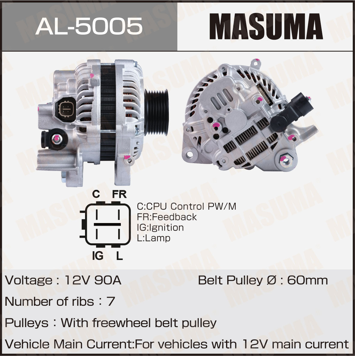 Генератор , honda / r18a, r18a1, r18a2(14v/80a) - Masuma AL5005