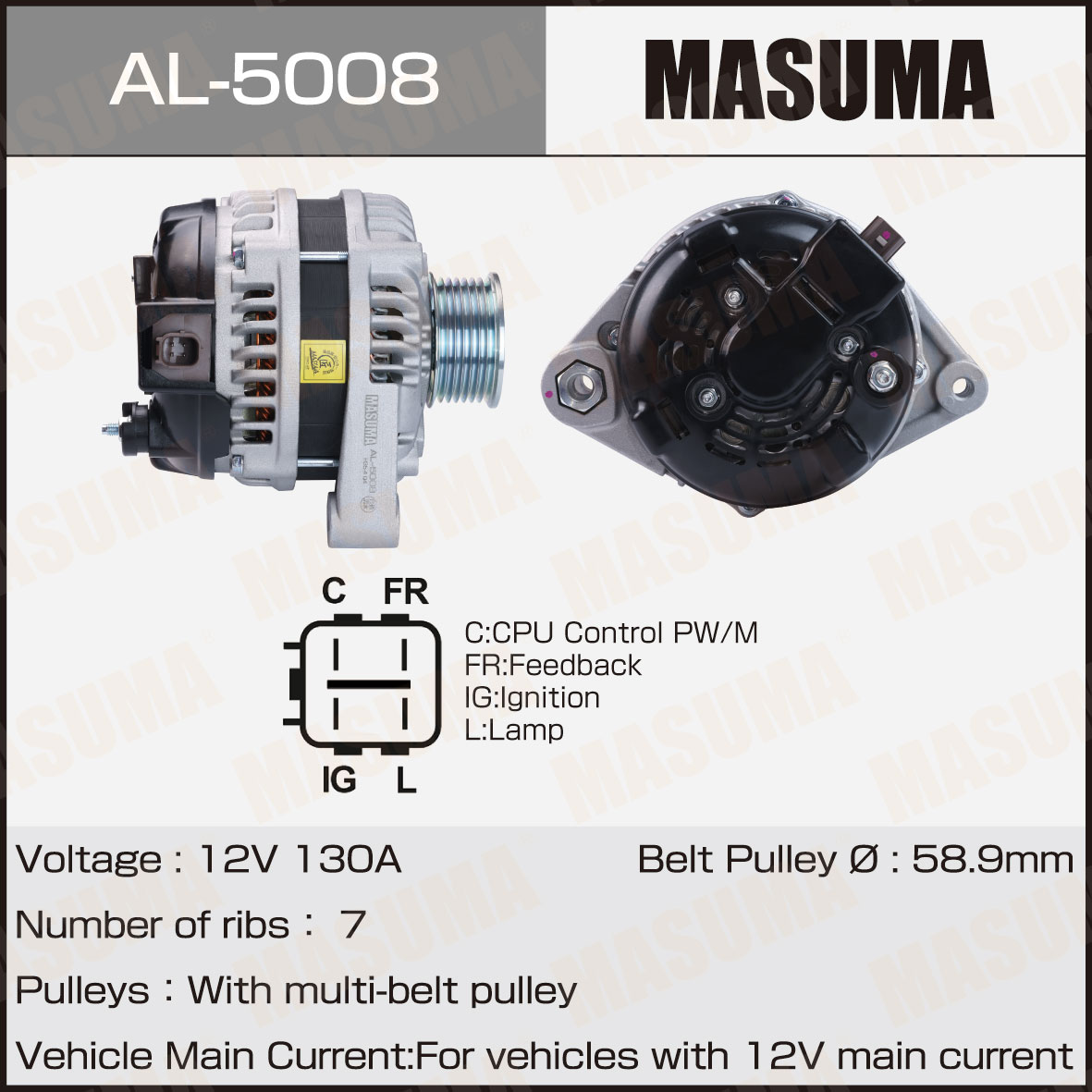 Генератор , honda / k24z2, k24z3(14v/130a) - Masuma AL5008