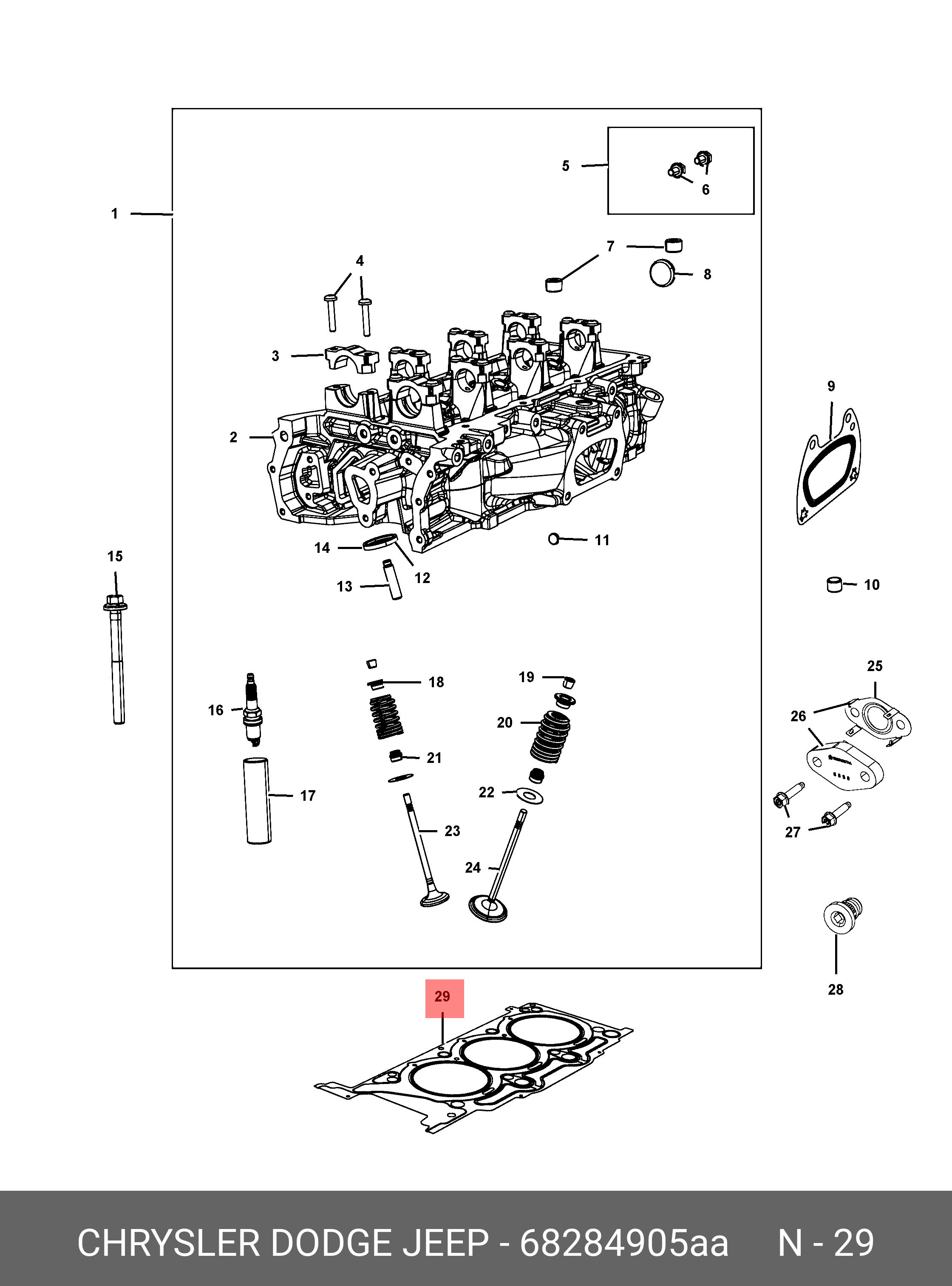 Прокладка ГБЦ левая - Chrysler 68284905AA
