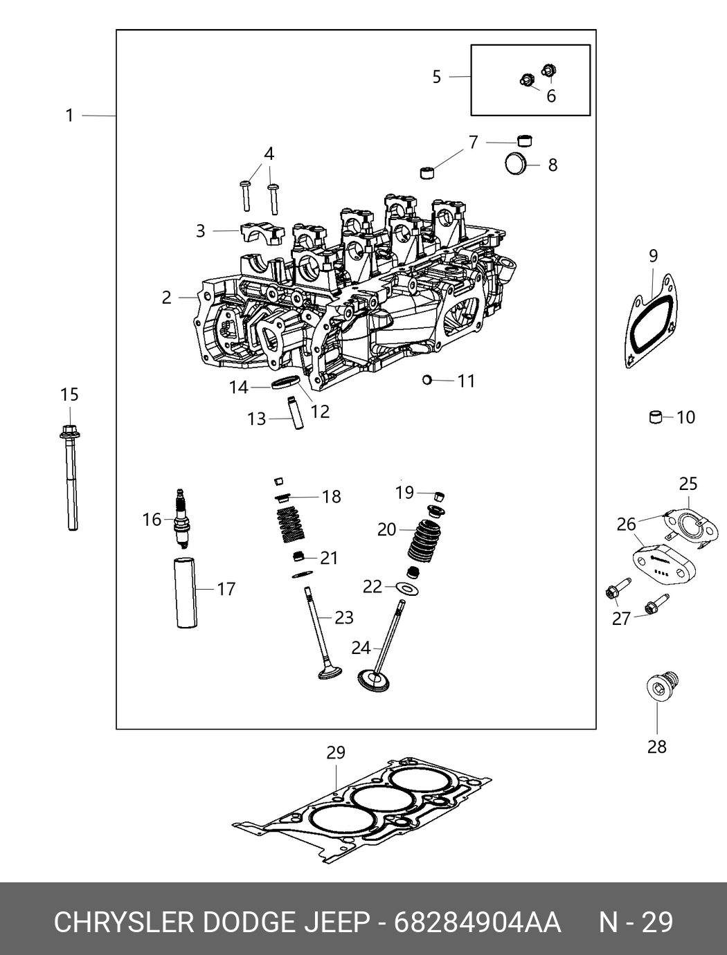 Прокладка ГБЦ 3.6 Pentastar 2016--- - Chrysler 68284904AA