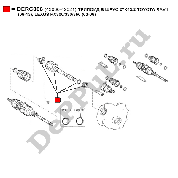 Трипоид в шрус 27x43.2 toyota rav4 (06-13), lexus rx300/330/350 (03-06) - DePPuL DERC006