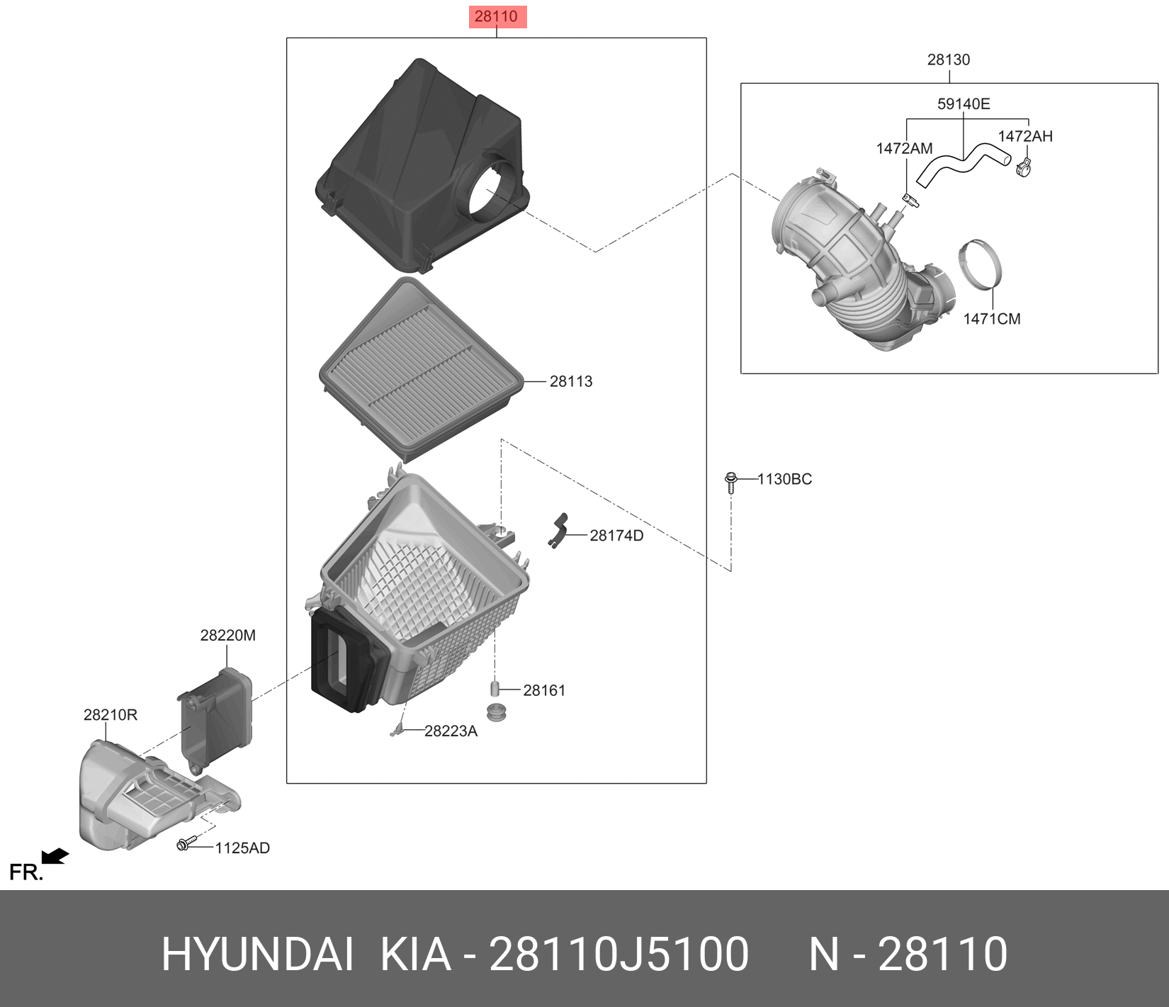 Воздушный фильтр двигателя - Hyundai/Kia 28110J5100