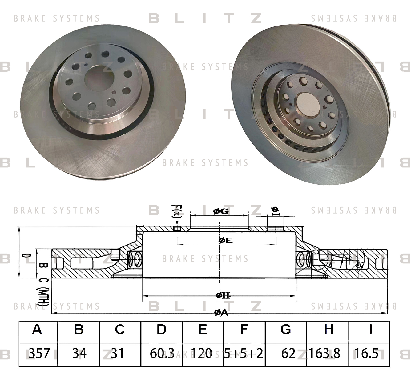 Диск тормозной передний r - Blitz BS0622