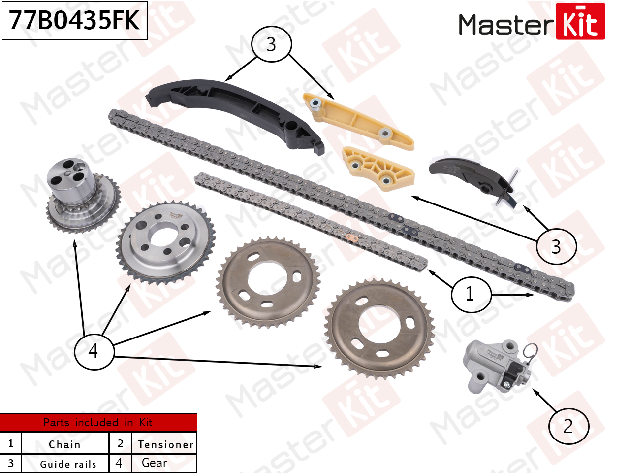 Комплект цепи ГРМ - Master KiT 77B0435FK