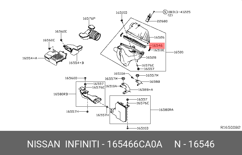 Фильтр воздушный - Nissan 165466CA0A
