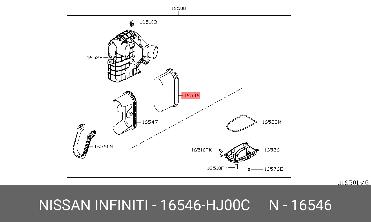 Фильтр воздушный - Nissan 16546HJ00C
