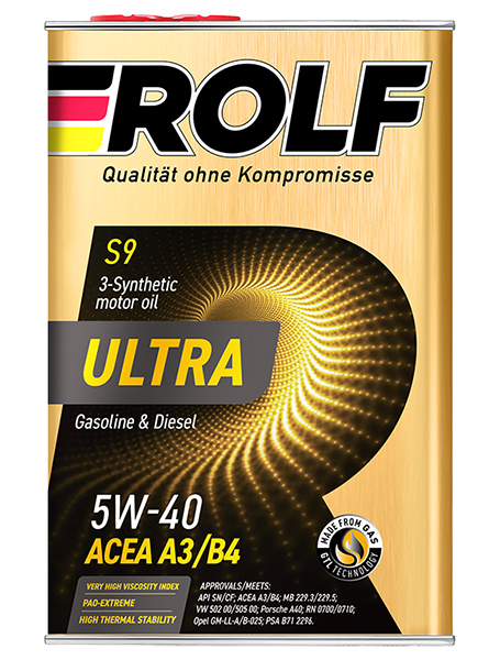 Ultra 5w40 синт a3/b4 sn/cf 4л (4шт/уп) металл в - ROLF 322938
