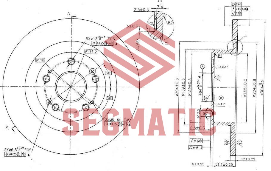 Диск торм. задн haval F7 / F7X / F6 - SEGMATIC SBD30093411